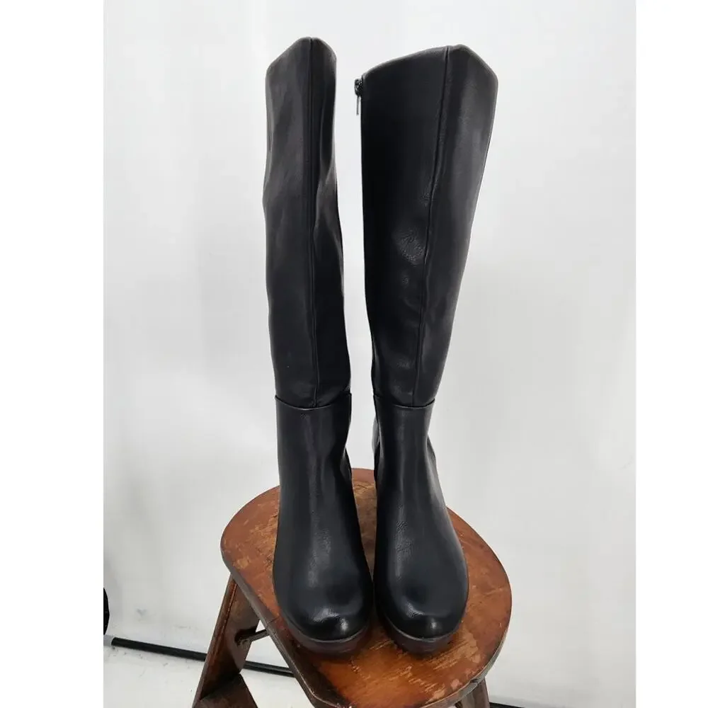 NEW NWOB B.O.C. Brogan High-Heel Knee-High Boots Size 8M Black Brown Comfort